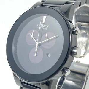 Citizen Eco-Drive Axiom Chronograph Watch Men 43mm Black Date H504-S086914 7.75"